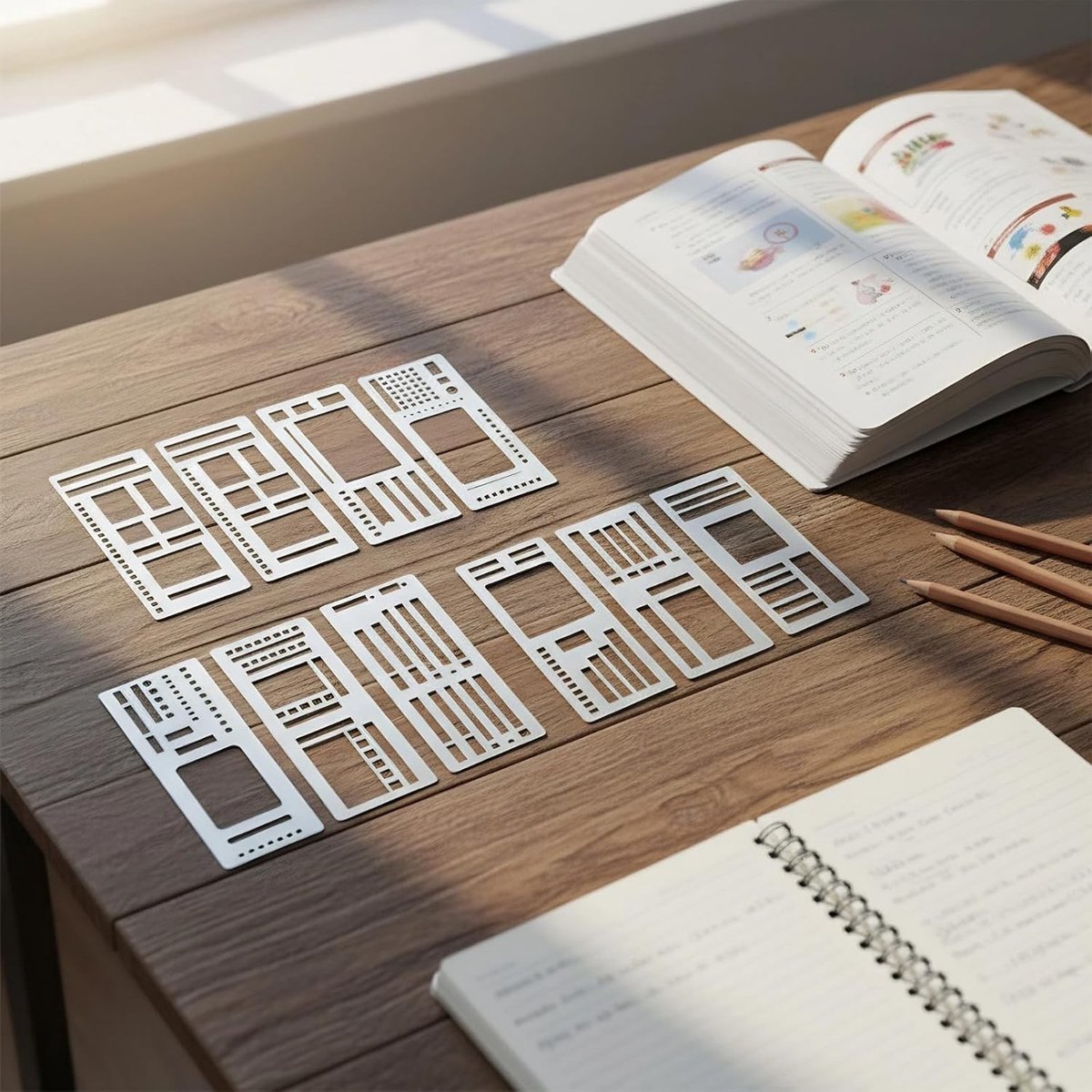 Handgemaakte Planner Sjablonen Set van 9 Stuks, Flexibele en Herbruikbare Opname Templates voor Scrapbooking en Journaling, Ideaal voor Puntrooster Notitieboeken — cadeau in Hobby - foto 5