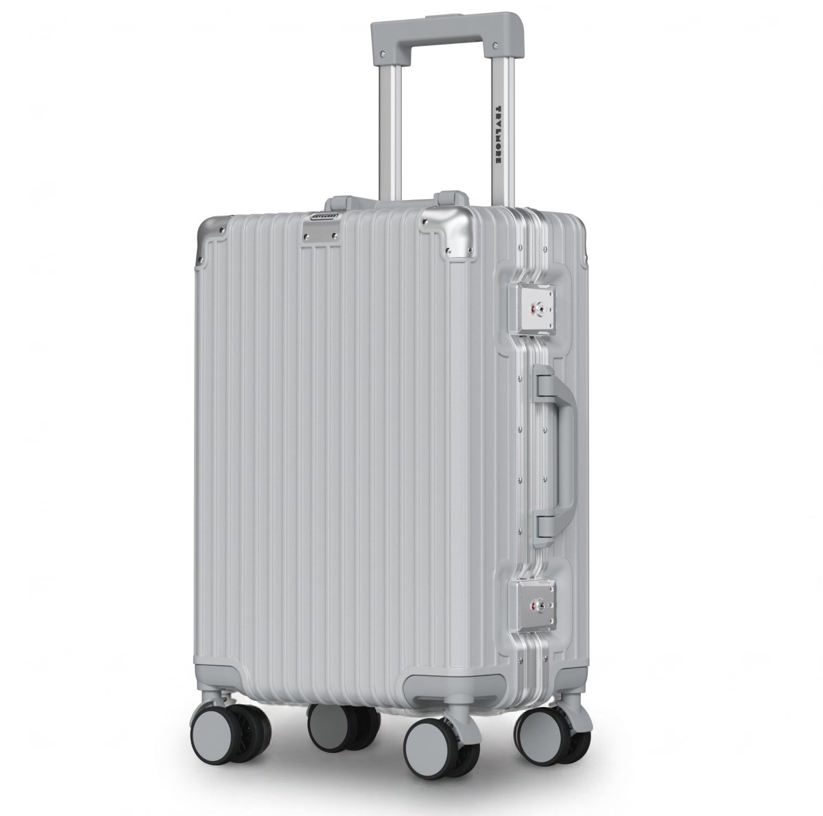 TRVLMORE Premium Handbagage koffer - 54x35x22 cm - Dubbel TSA-slot - Reiskoffer - Ritsvrij - 40 Liter - Zilver