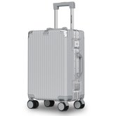TRVLMORE Premium Handbagage Koffer - 54x35x22 cm - Spinnerwielen 360° - Dubbel TSA-cijferslot - Polycarbonaat - Ritsvrij - 40 Liter - Zilver