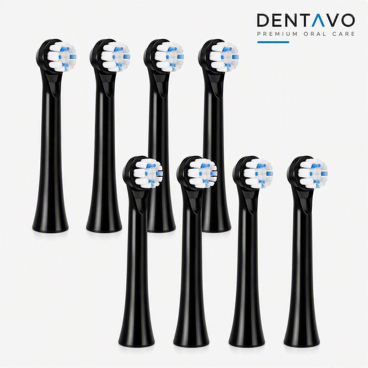Dentavo 8x Opzetborstels geschikt voor alle Oral-B iO Series | Zwart | US Dupont Tynex borstelharen | Voordeelverpakking