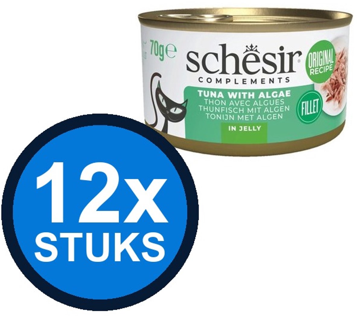 12x Schesir - Tonijn & Algen in Gelei - Kattenvoer Natvoer - 70g