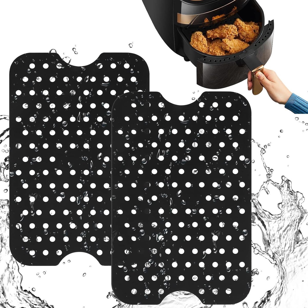 2 Stuks Silicone Pot voor Airfryer, Herbruikbare Antiaanbak Liner en Mandje, Keukenaccessoire voor Gezond Koken