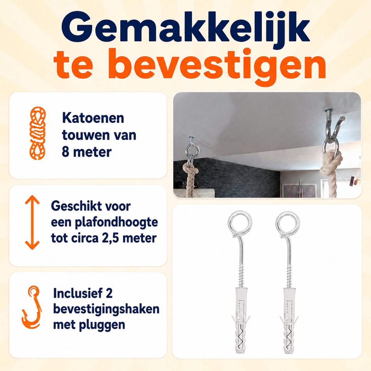 Trendmix Houten Babyschommel 3-in-1 – Meegroei Kinderschommel – Inclusief Ophanghaken – Vanaf 8 Maanden – Grijs — afbeelding 7