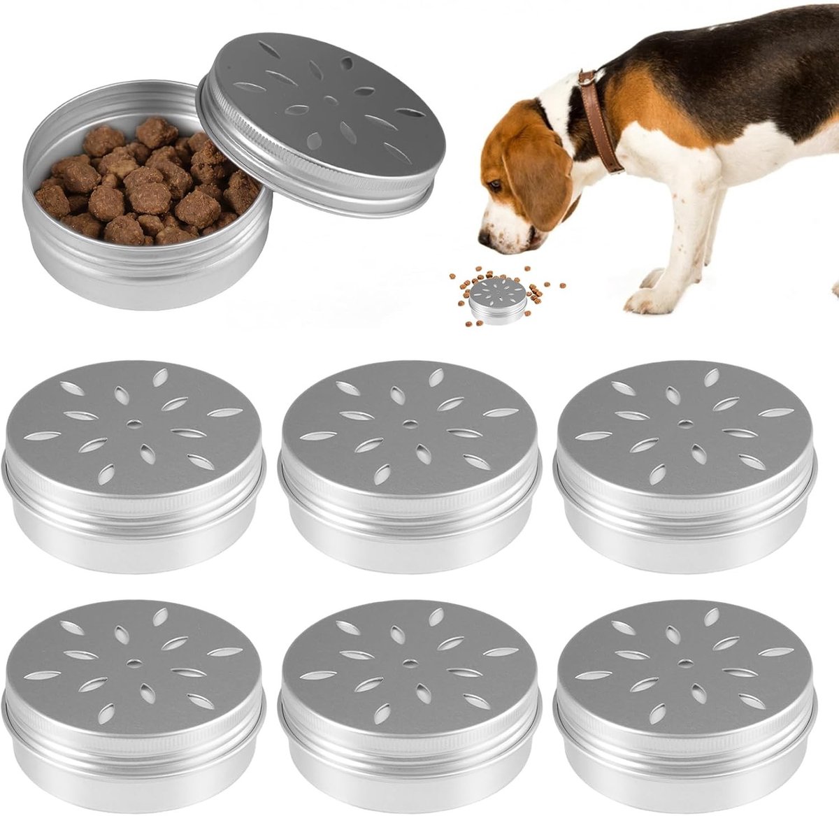 Set van 6 Aluminium Geurcontainers voor Honden met Ventilatie, Herbruikbare Odor Cans voor Snuffelhonden, Ideaal voor Geurtraining en Puppy's