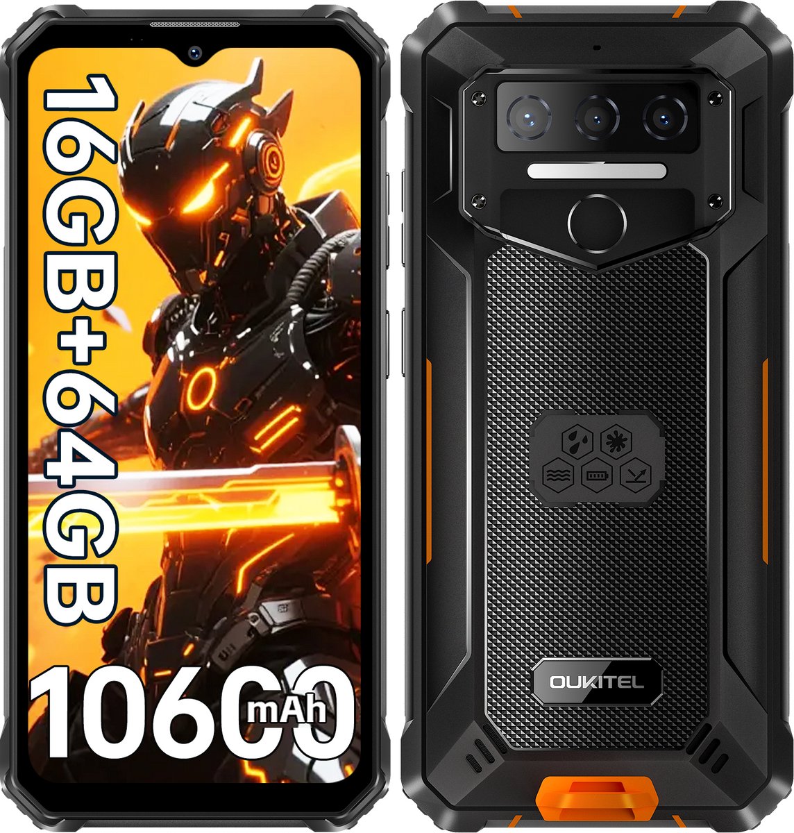 OUKITEL WP23S Smartphone 10600mAh batterij-16GB RAM-64GB ROM-13MP Camera-Android14-4G