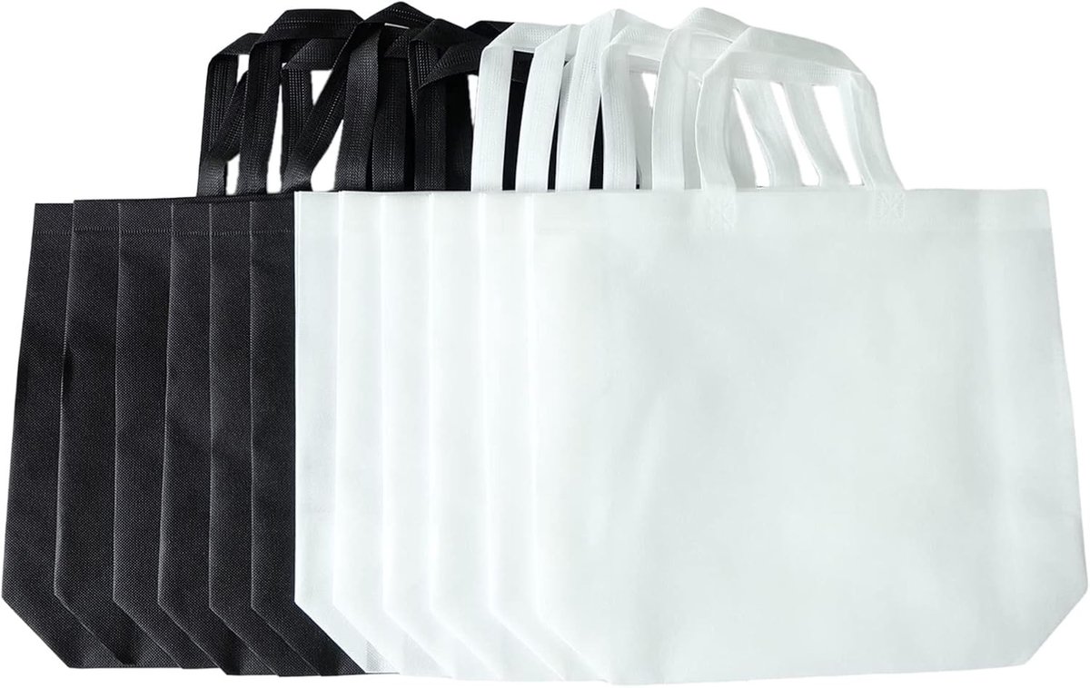 Grote Herbruikbare Non-Woven Tassen, 12 Stuks, Duurzaam en Milieuvriendelijk voor Winkel en Opslag