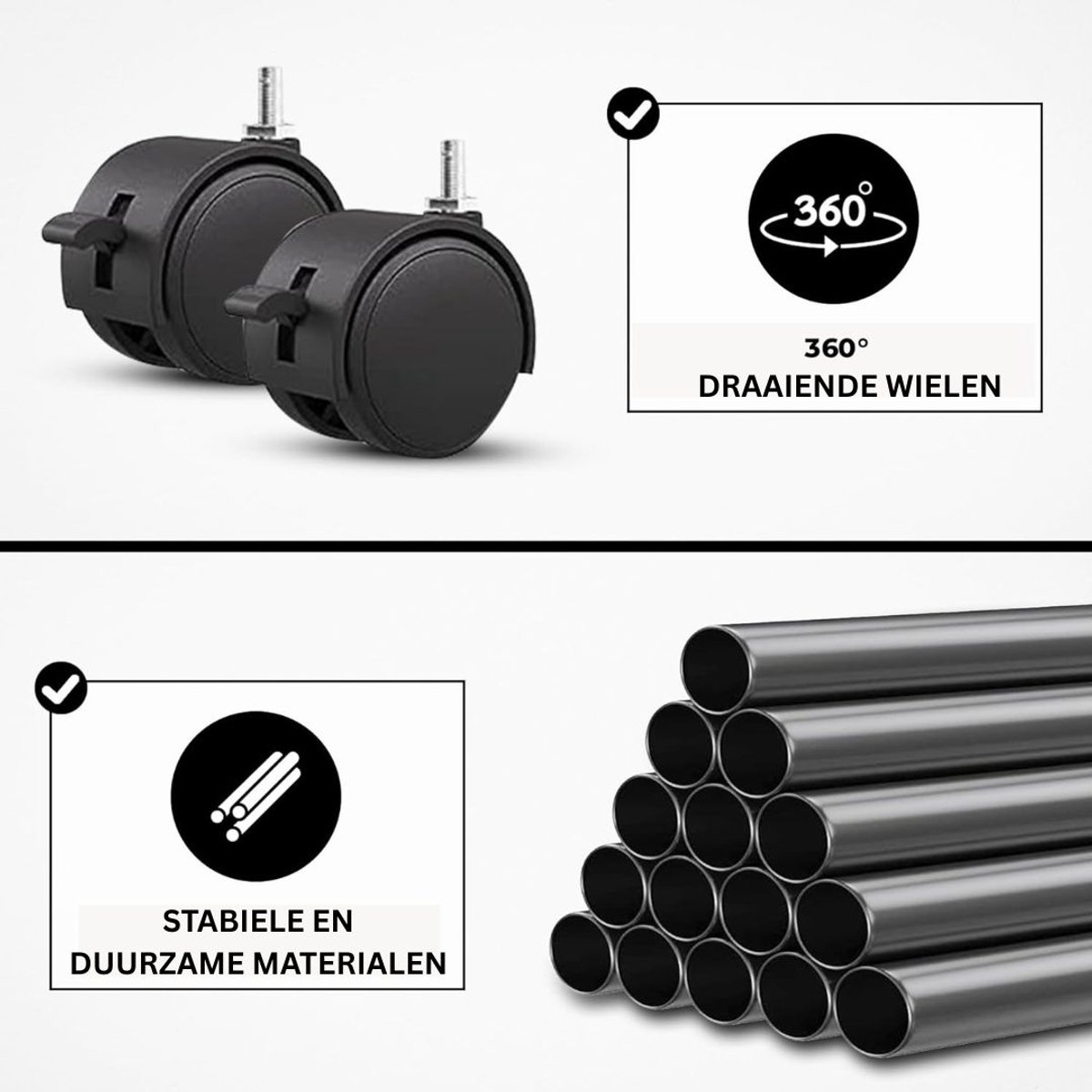 Zolvano® Wasrek Inklapbaar op Wieltjes - Droogmolen - Droogtoren Staand-Donkergrijs