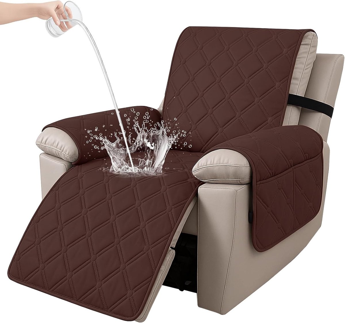 Fauteuilhoes - Kaffee - 1 Plaats - Waterdichte Stoelbeschermer van Zachte Stof - Voor Relaxfauteuils