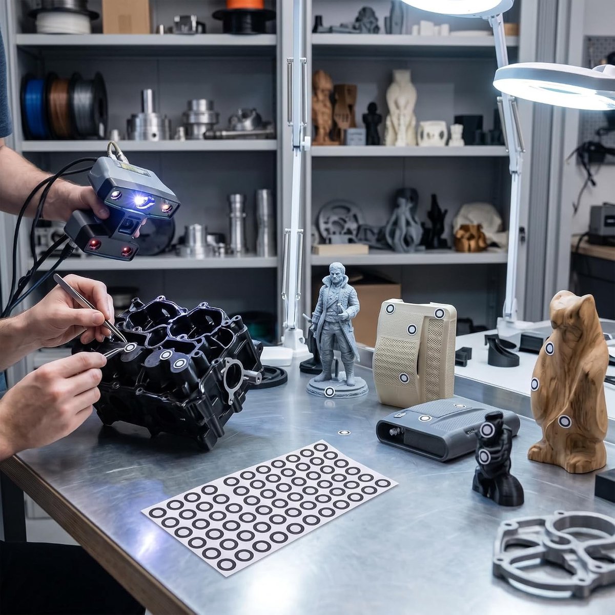 500 Stuks 3D Scanning Markers voor Bewegingsanalyse - 6mm ID, 10mm OD, Referentiepunten voor Diffuse Reflectie en Precisie Metingen