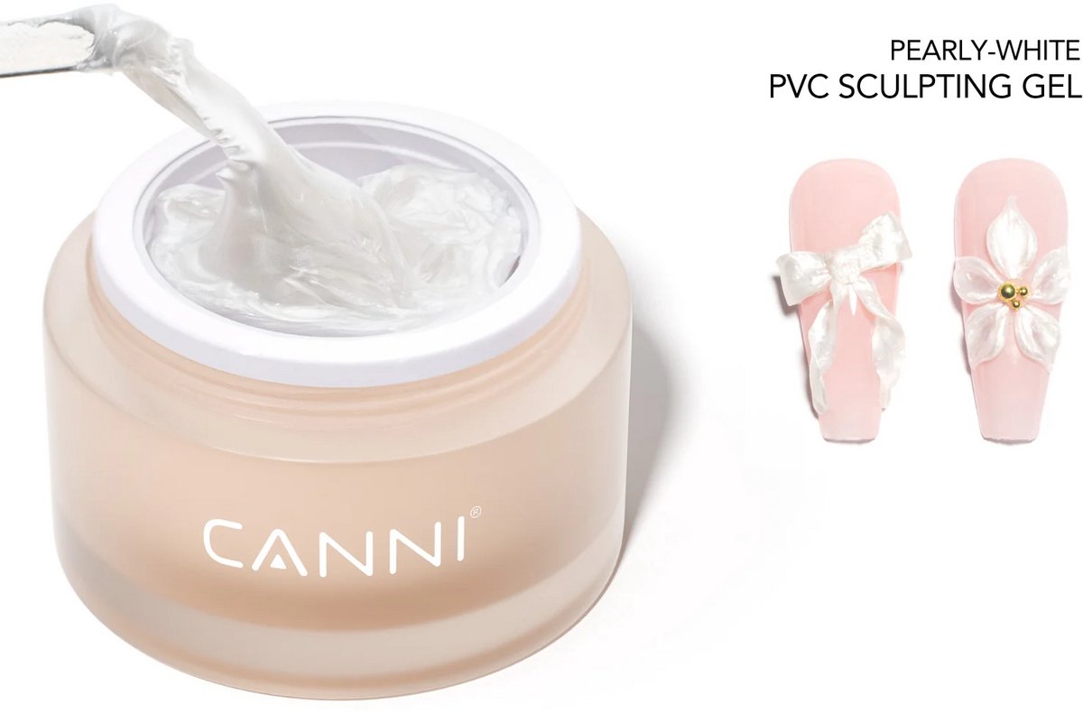 Canni UV Gellak Parelmoer Witte Decoratie Gel - 10 gram - Zonder Kwastje - Gellak Wit - Witte Gellak - Gellak White - Gellak Kleuren - Canni Gellak - Gellak Nagellak