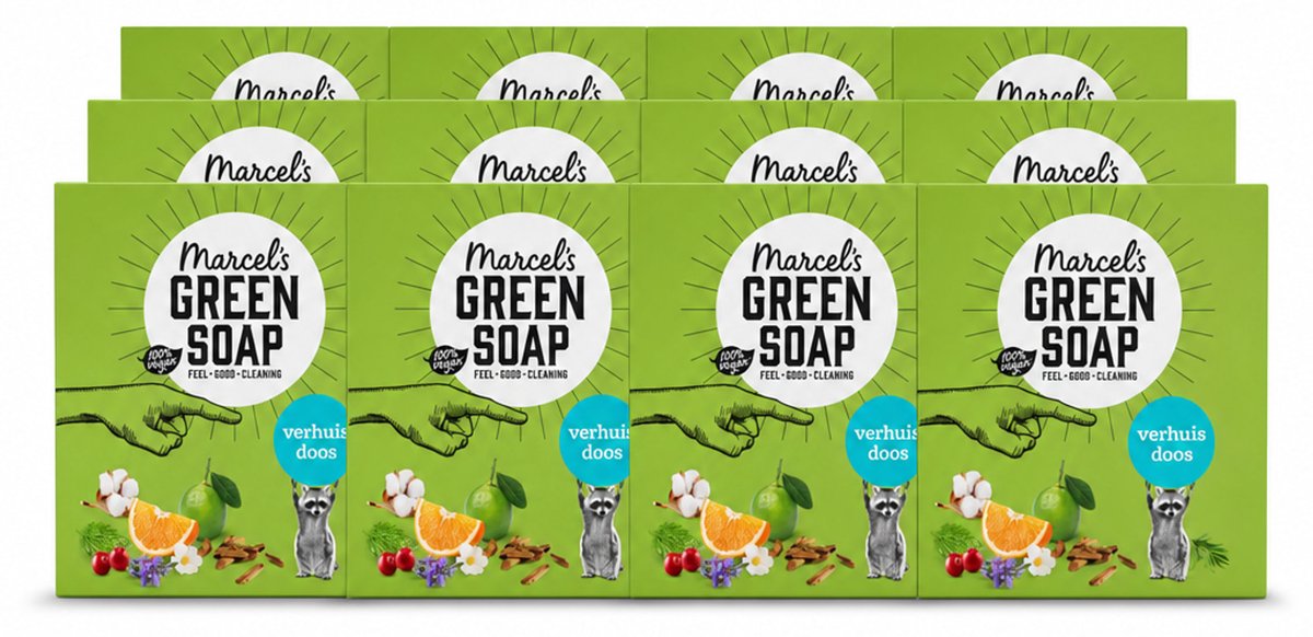 12 x Marcel's Green Soap - Verhuisdoos - Duurzaam Schoonmaken - Natuurlijke verzorging - 8 Zeepjes - Voordeelverpakking - 12 stuks
