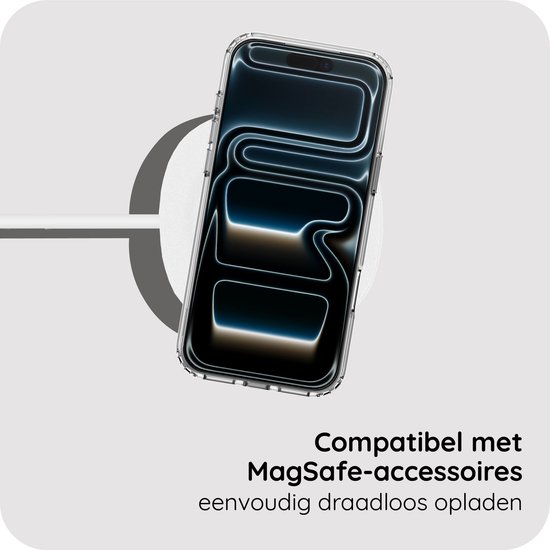 Transparant hoesje compatible met MagSafe-accessoires.