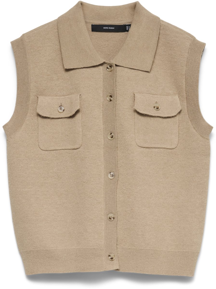 Vero Moda Vest Vmbrisa Sl Polo Vest 10350234 Silver Mink/melange Dames Maat - XS