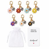 Petit Cadeau de Remerciement - Porte-clés Fleur avec Carte de Remerciement - Lot de 7 - Remerciements Enseignante & Collègue - Kasey