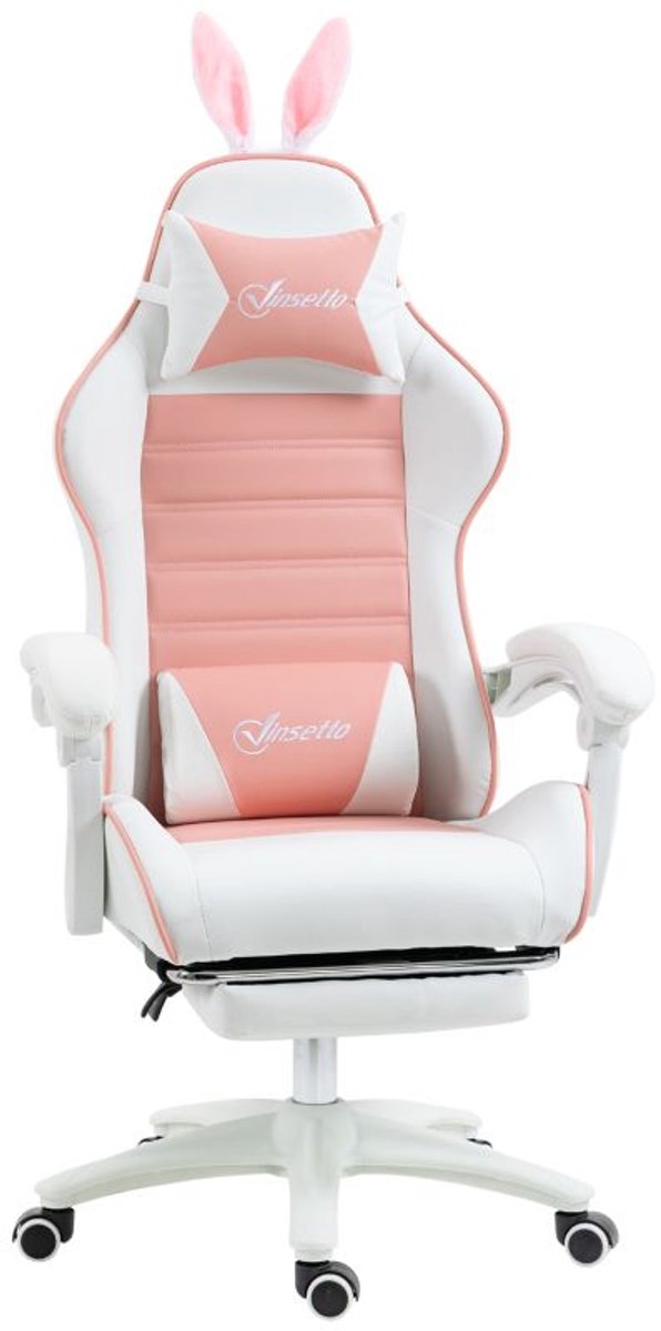 Gamingstoel 65x63x136-142 cm Roze Metalen onderstel Computerstoel Gamingfauteuil Eenpersoonsstoel Stoel Met lendensteun In hoogte verstelbaar Zacht en comfortabel Stevig en duurzaam Te gebruiken in studeerkamer, slaapkamer en kantoor