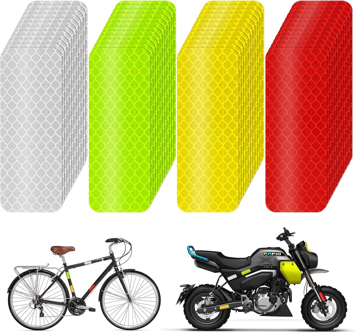 48 vellen - Reflecterende stickers - Reflecterende veiligheidstape - Waterdichte reflecterende stickers - Zelfklevend - Reflecterende werking met hoge intensiteit - Geschikt voor auto's, fietsen, brievenbussen en helmen