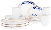 Heinen Delfts Blauw - Serviesset Blauw Bloesem - 4 persoons - Porselein - 16-delig