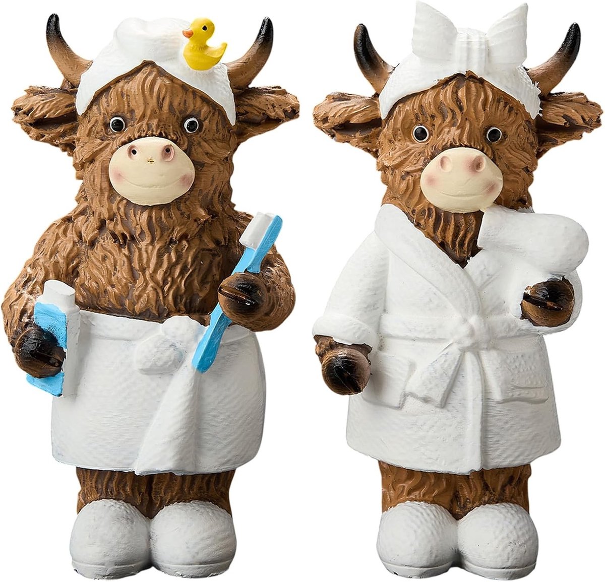 Badkamerdecoratie met Koe Beeldjes - Set van 2 Badjassen voor een Gezellige Sfeer