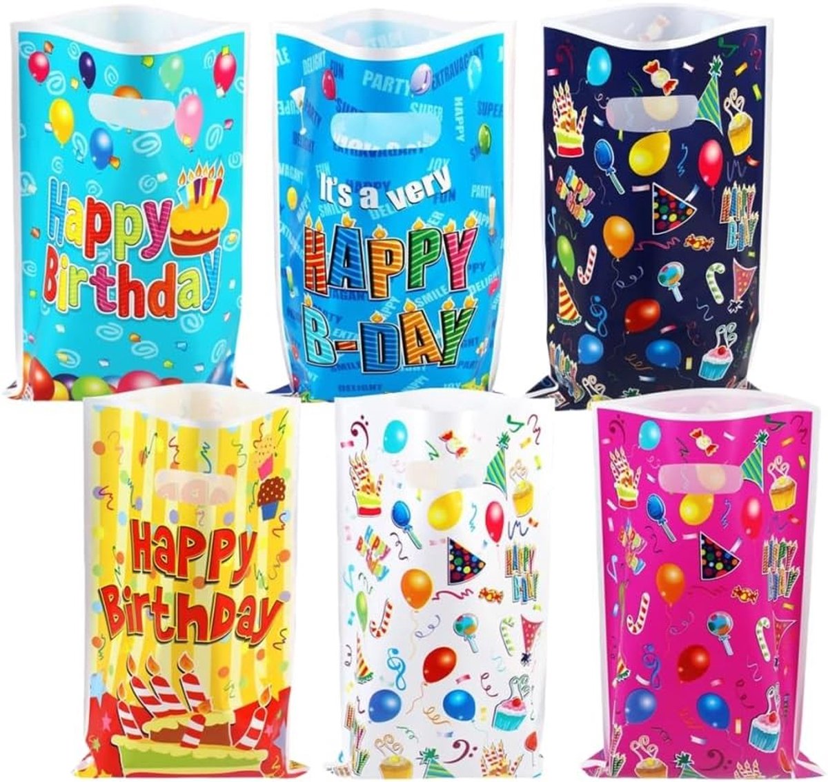 Verjaardagscadeauzakjes voor Kinderen, 60 Stuks, Papieren Gift Bags voor Feestjes, Kerst en Themafeesten