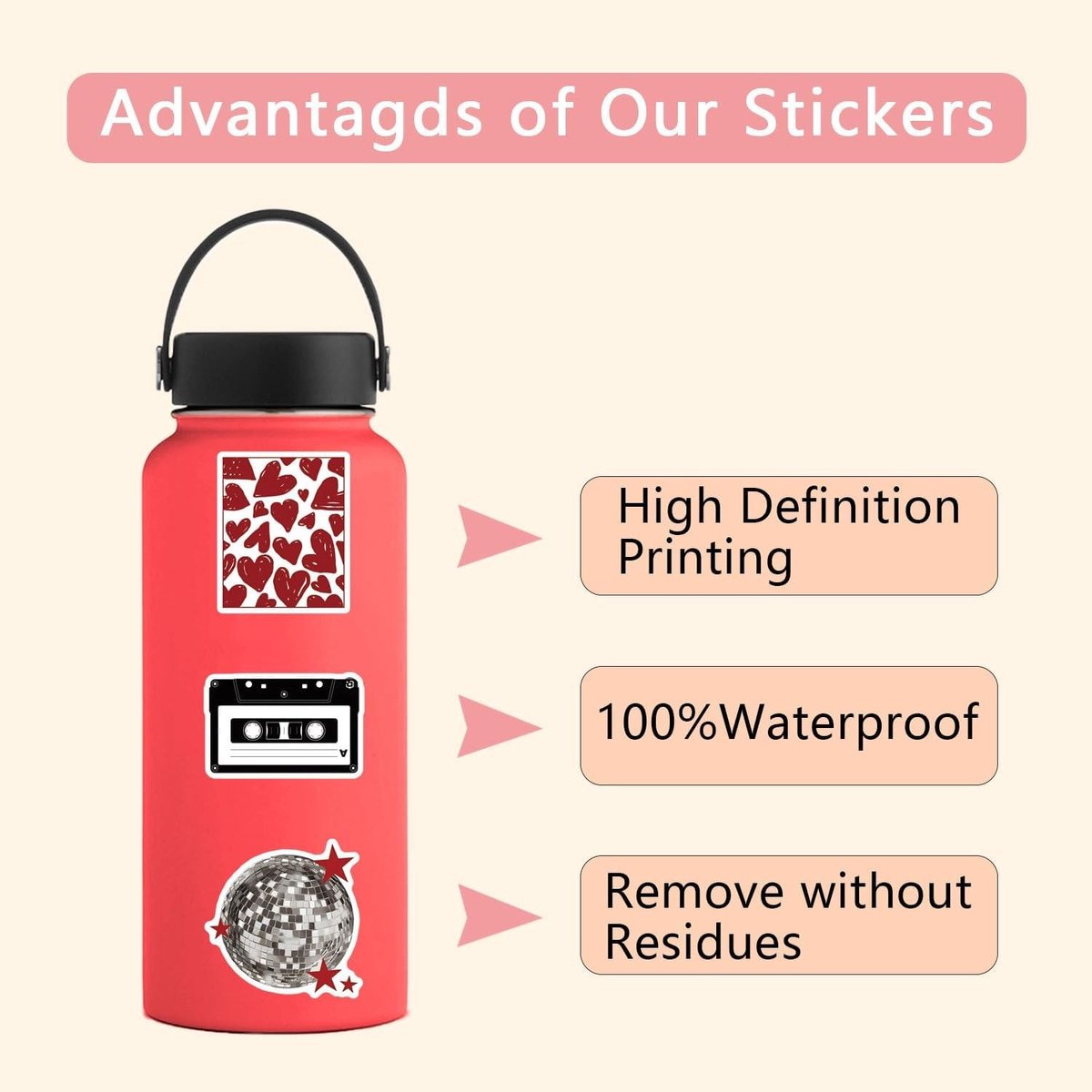 Y2K Meisjes Stickers Set van 50 voor Skateboards, Fietsen en Laptops - Waterdichte Vinyl Graffiti Stickers voor Kinderen en Tieners