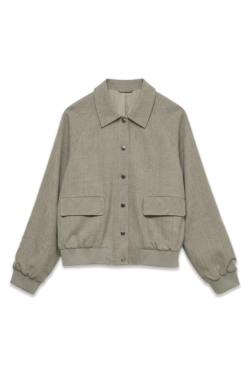 Vero Moda Jas Vmbestie Ls Check Bomber Lcs 10358051 Silver Mink/brown Check Dames Maat - 42