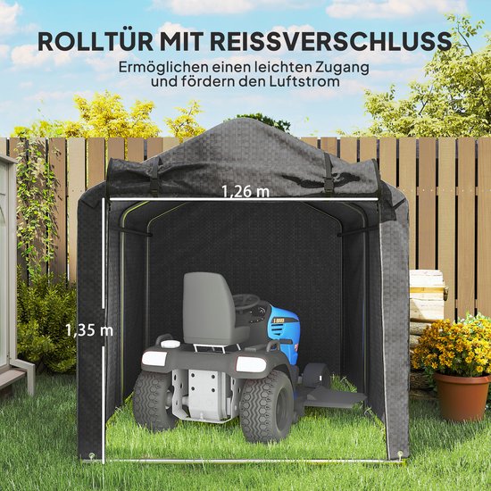 Outsunny Opbergtent voor tuin Metaal, PE 220L x 157B x 165H cm Zwart van Merkloos — afbeelding 2