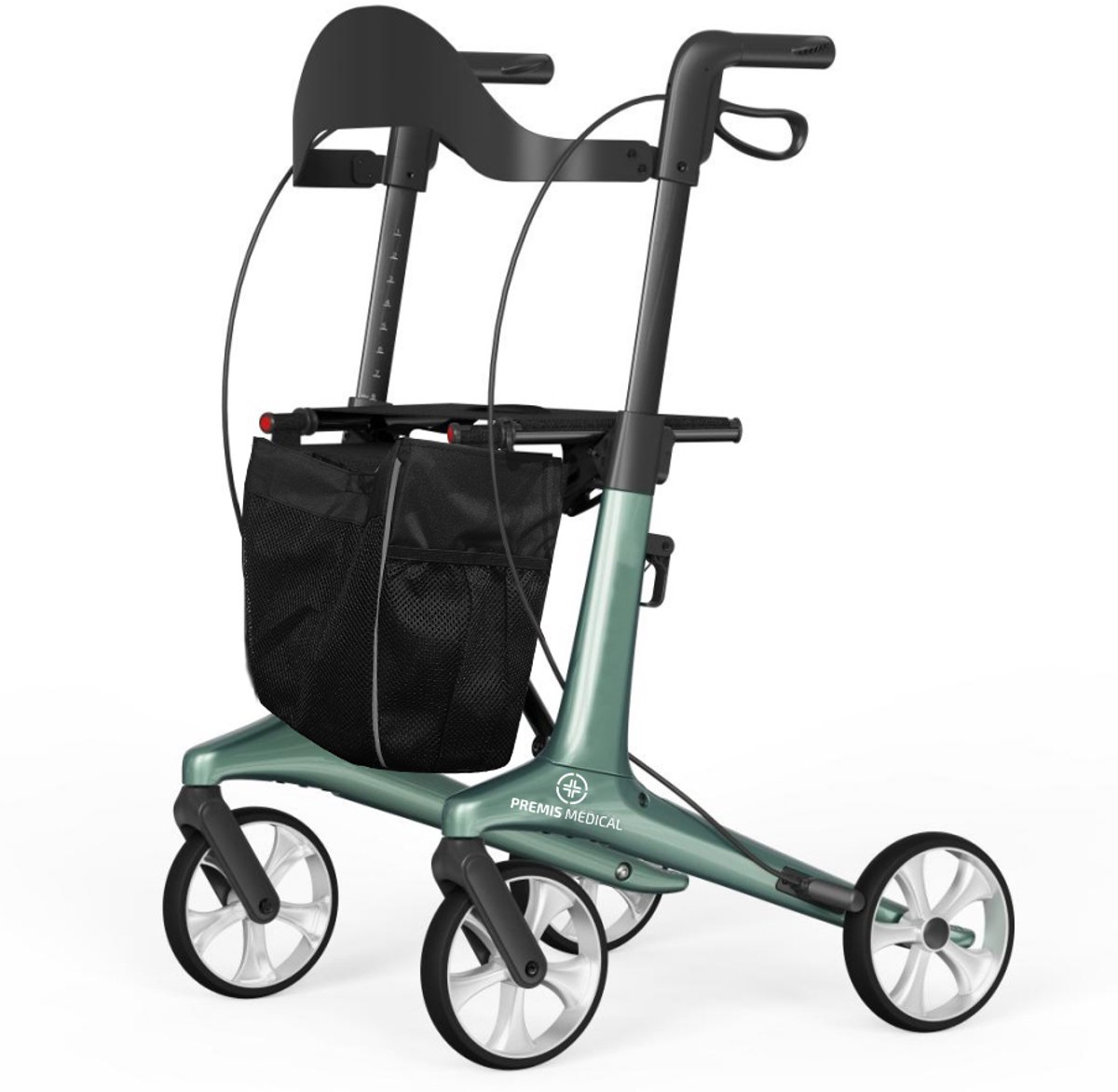 Premis Hera Carbon Rollator – Lichtgewicht – Dubbel Opvouwbaar – 150 kg – Professionele Rollator - Groen