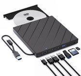 Lecteur et graveur de DVD externe Cor.Speed pour ordinateur portable - Lecteur de CD externe - Avec hub USB 8 en 1 (USB 3.0, USB-C, SD & TF)