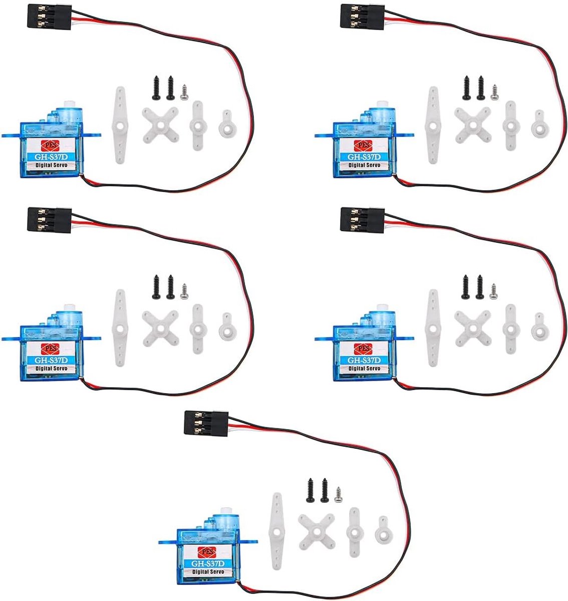 Set van 5 Micro Digitale Servo's 0.1oz voor het Besturen van Vliegtuigen, Helikopters en Botens