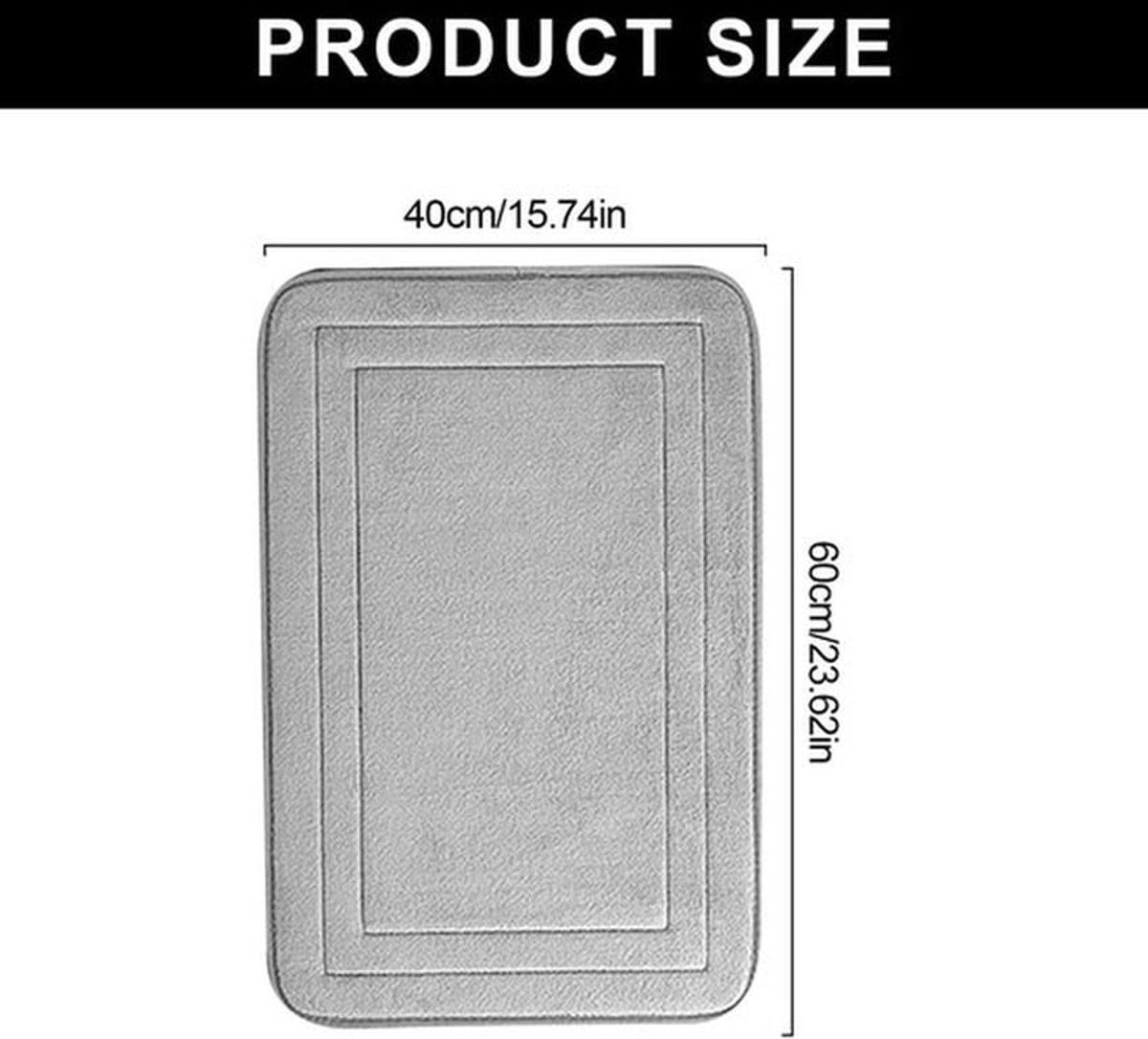 Memory Foam Badmat - Antislip Douchemats - Luxe Comfort - Grijs - Waterabsorberend - Geschikt voor Badkamer en Keuken - 40 x 60 cm