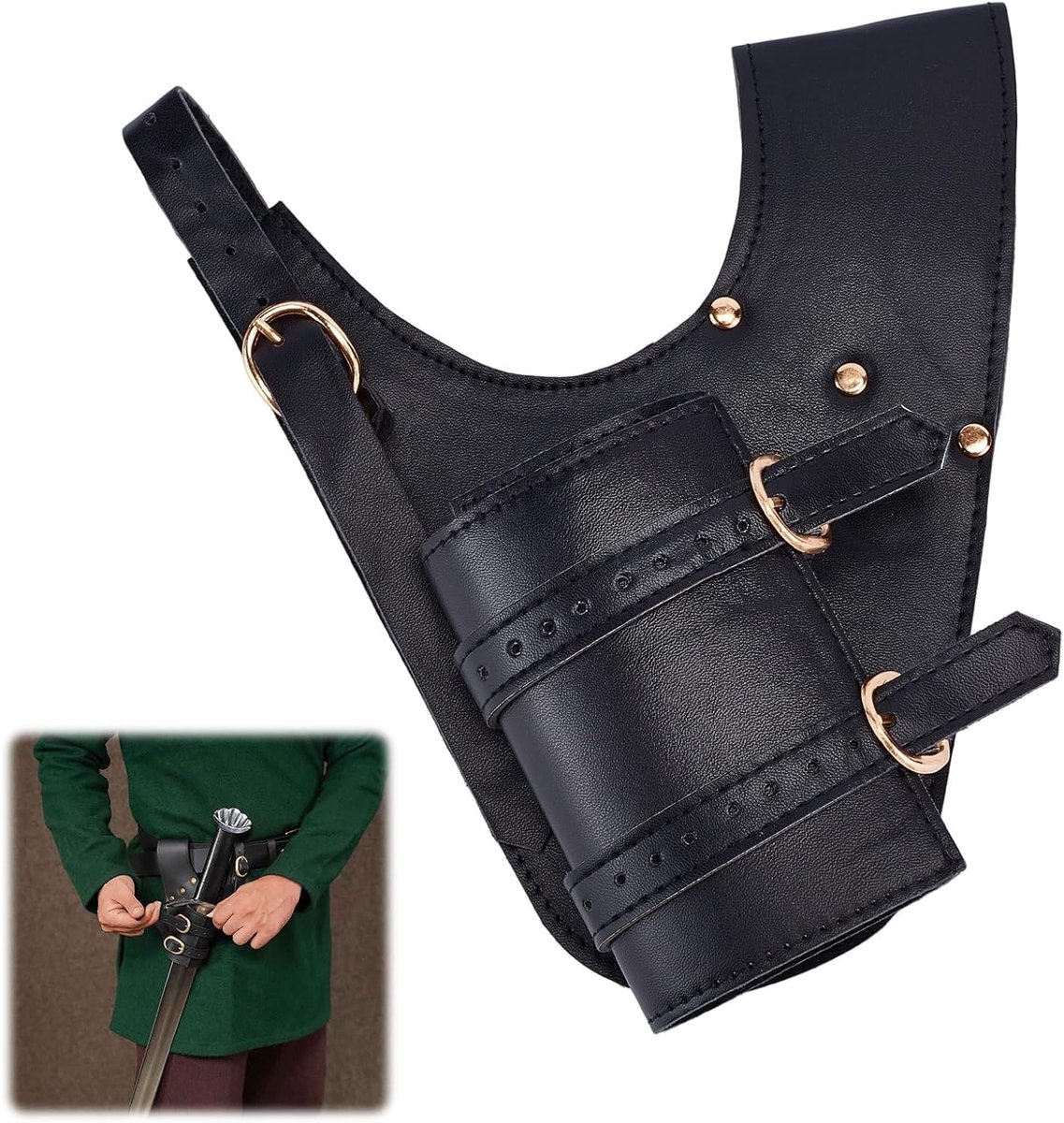 Verstelbare lederen zwaardetui voor cosplay, kostuumaccessoires en fantasy evenementen