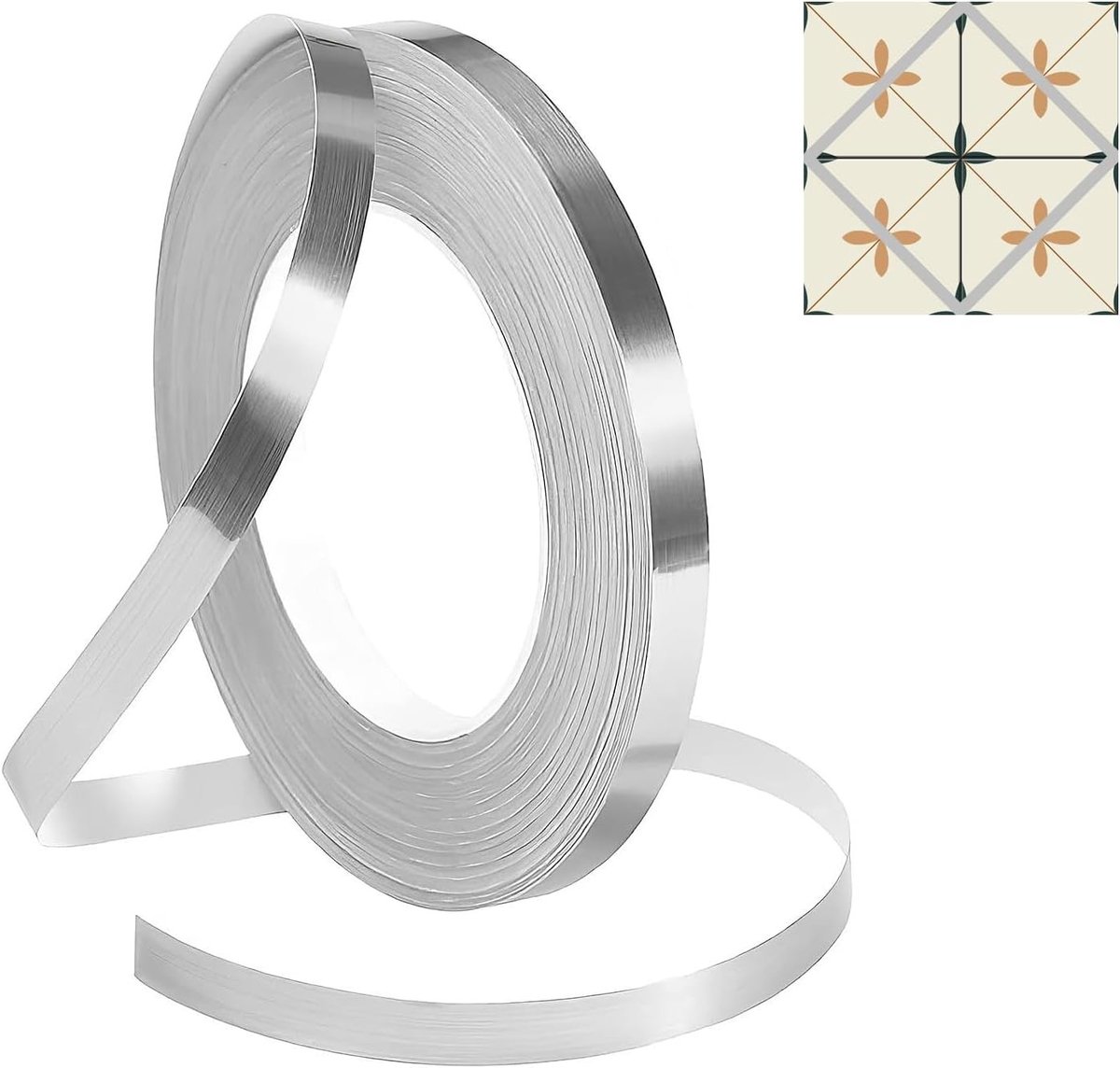 Zelfklevende Flexibele PVC Profielrand voor Keuken en Badkamer - 50 m x 10 mm, Silver, Afwerking, Decoratie, Waterdicht