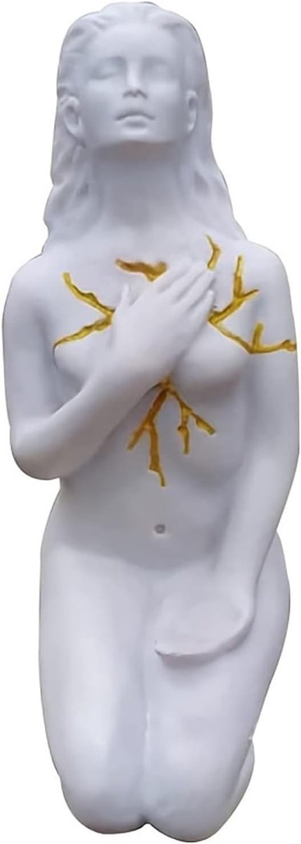 Boeddha beeld tuin - Wit - 17,6 x 9,5 cm - Hars sculptuur - Decoratie voor Binnen en Buiten