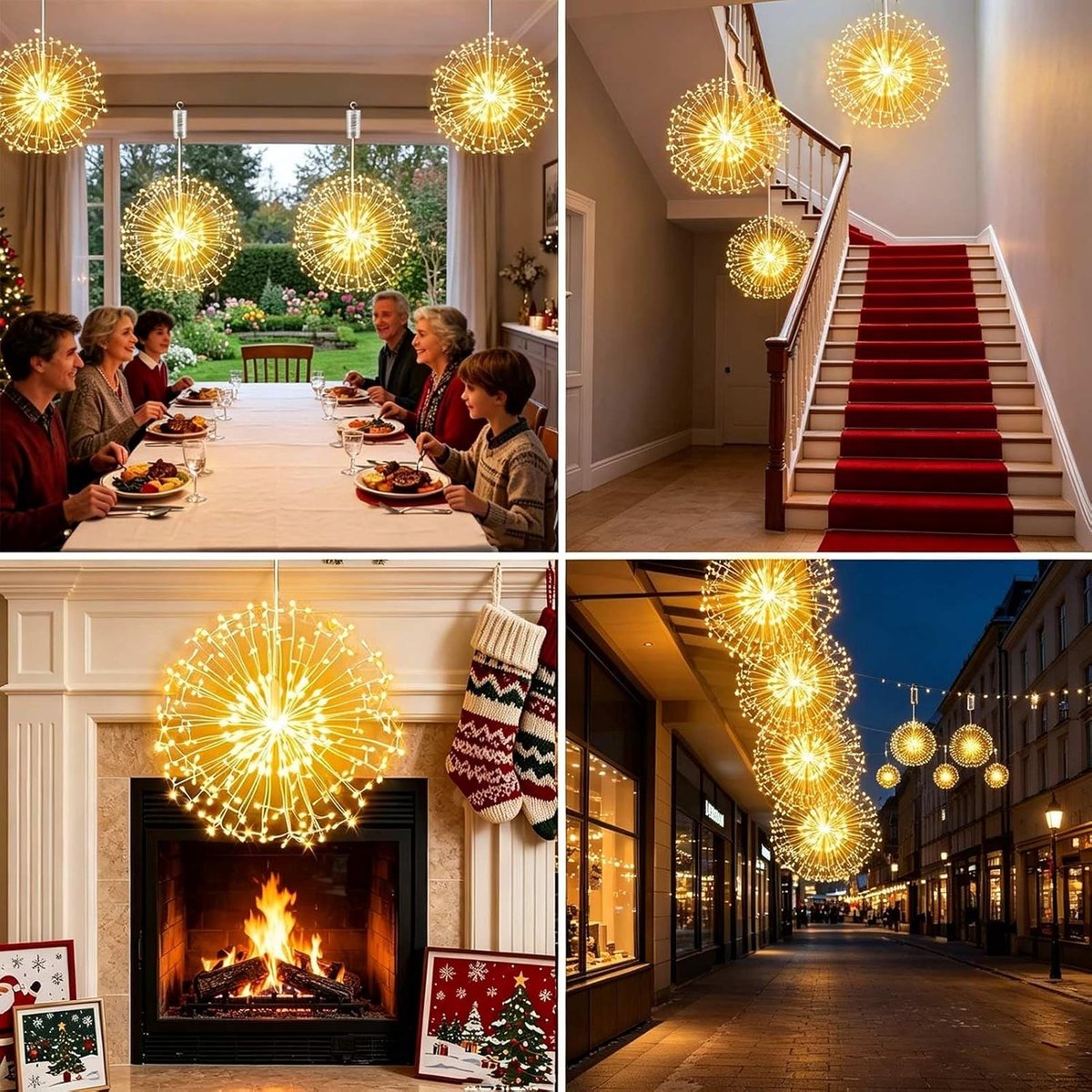 2 Stuks Vuurwerkverlichting - Kerst Led Hangdecoratie - Buitenverlichting Decoratieve - 200 Lampen - 8 Modi - Met Afstandsbediening - Waterbestendig - Voor Tuinhuisje, Boom, Binnen- en Buitendecoraties – foto 8