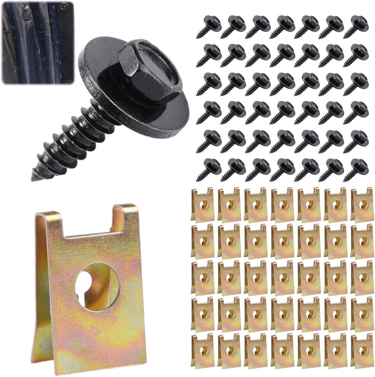 100 Stuks U Type Carrosserie Schroeven voor Auto Onderdelen, Mudguard en Bevestigingselementen