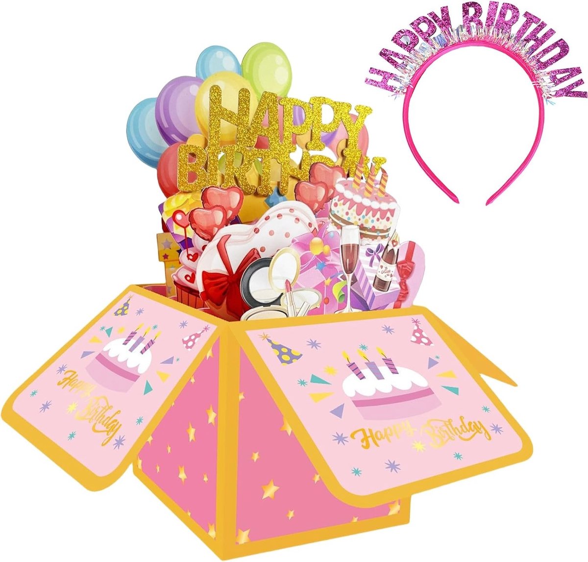 Creatieve 3D pop-upkaart met verjaardagshoepel en envelop voor vrouwen, kinderen en mannen - Perfect cadeau voor moeder, zus of vriend