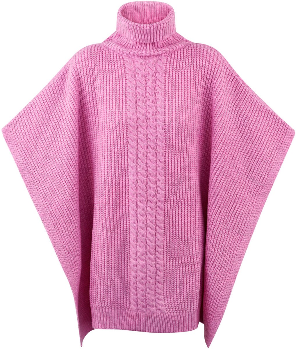 Dames Poncho Roze Gebreid - Effen - Zacht & Comfortabel – Met Col - 68 x 100 cm - Polyester & Elastaan
