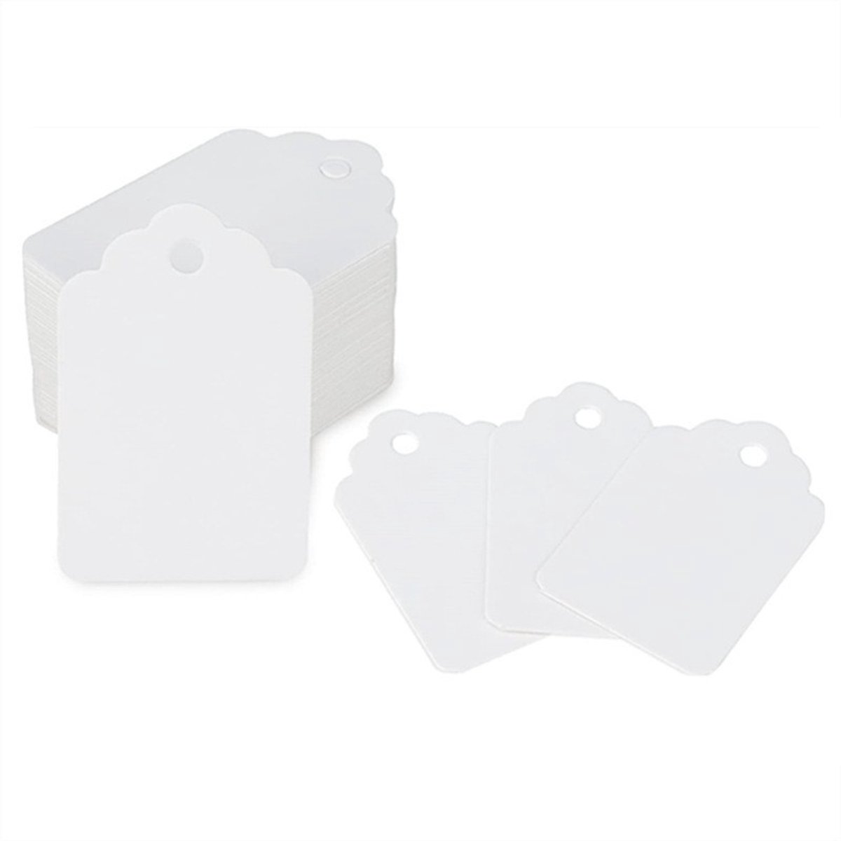 100 cadeaulabels, blanco kraftpapier, bladwijzers-Wit-5*3cm