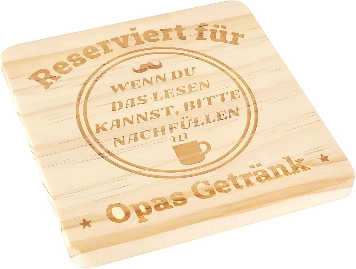 Houten Coaster voor Grootvader - Leuke Cadeaus voor Vaderdag, Verjaardag en Kerst - Antislip Rond Drinkonderzetters voor Bier en Drankjes