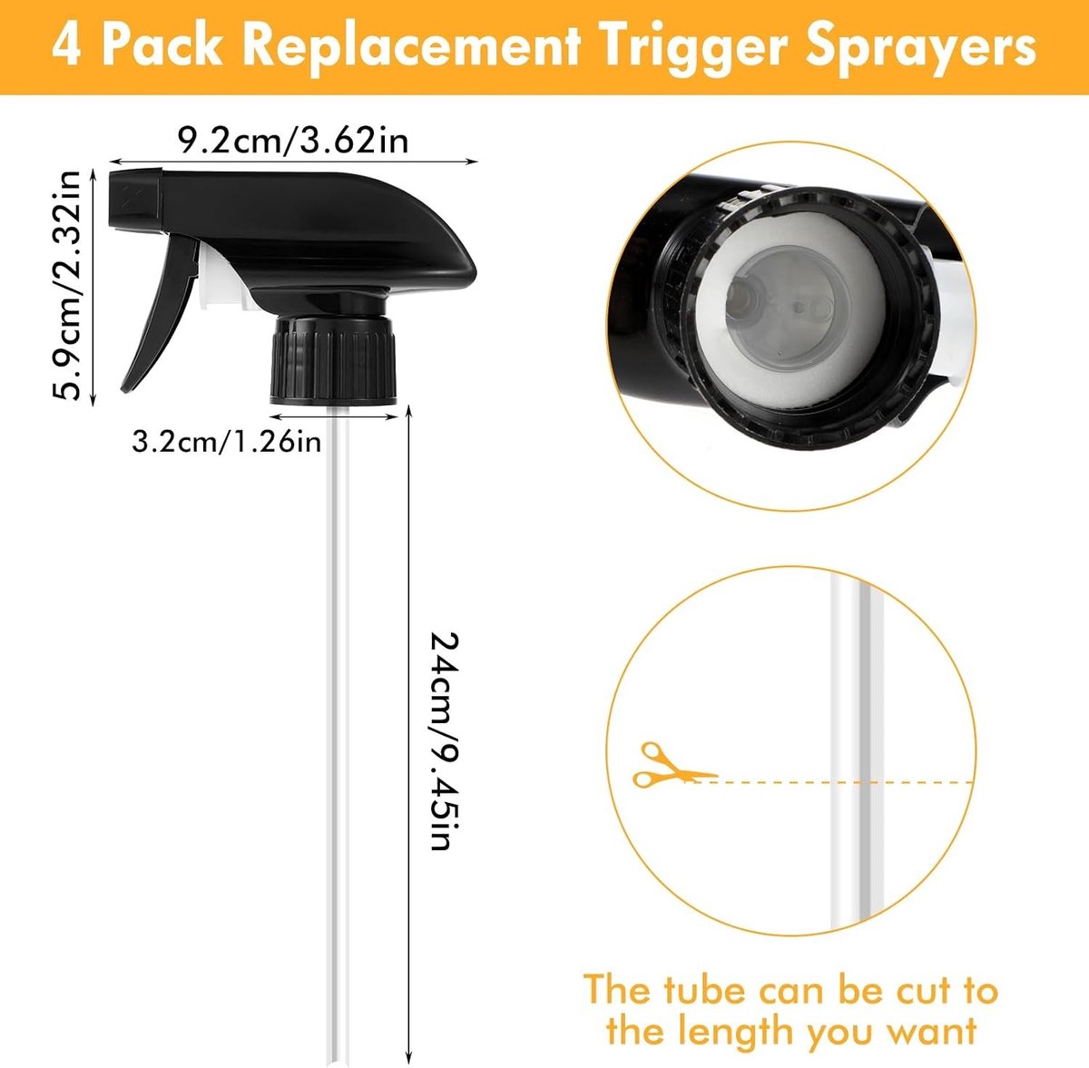 4 Stuks Plastic Spray Nozzle Vervangingen voor Vernevelaar - Geschikt voor 28-410 Flessen, Ideaal voor Thuis, Tuin en Kantoor Gebruik