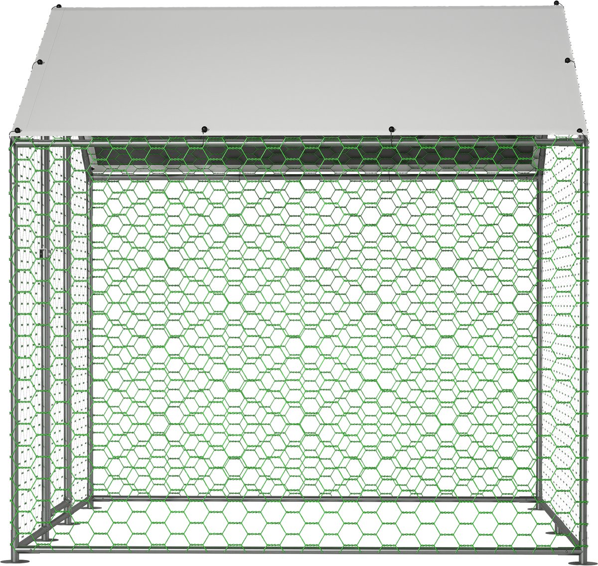 REDOM - Dierenren voor kippen en konijnen - Verzinkt stalen frame met PE-dak - Veiligheidsslot - Buitengebruik - Metaal - Zilver - 2 x 2 x 2 m