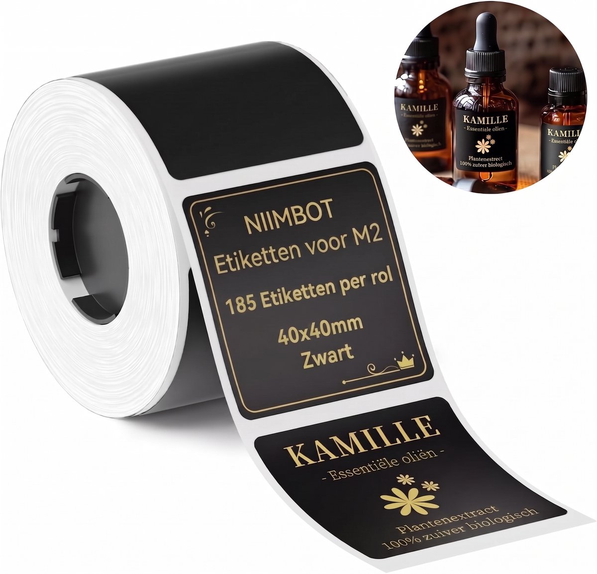 Niimbot - Labels/Etiketten M2/M3 - 40x40mm - 185 vellen - Mat Zwart