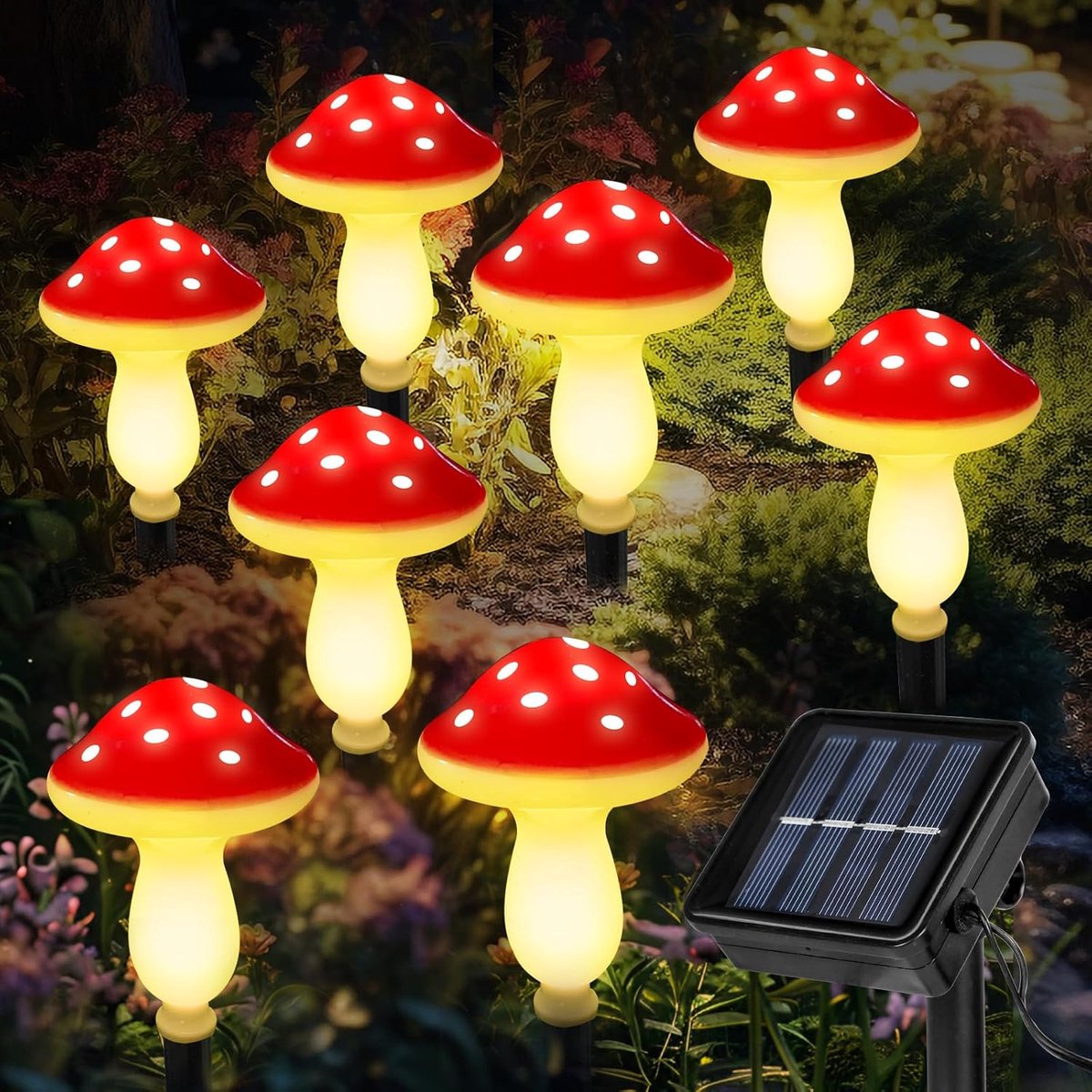 Zonne-energie Tuinverlichting - 8-delige Set Paddestoel Vormige Solar Lampen - Waterdichte Buitenverlichting voor Pad en Terras - Geschikt voor Tuin en Patio - 8 Stuks