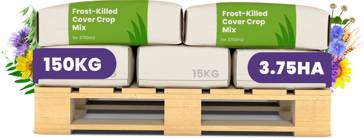 Groenbemester Zaden - Vorstgevoelig Bodembedekker Mengsel - 150 kg - 37 500 m² - Winter Groenbemester Voor Grote Oppervlakken - Verbetert Vruchtbaarheid, Herstelt En Beschermt De Bodem - Organifer