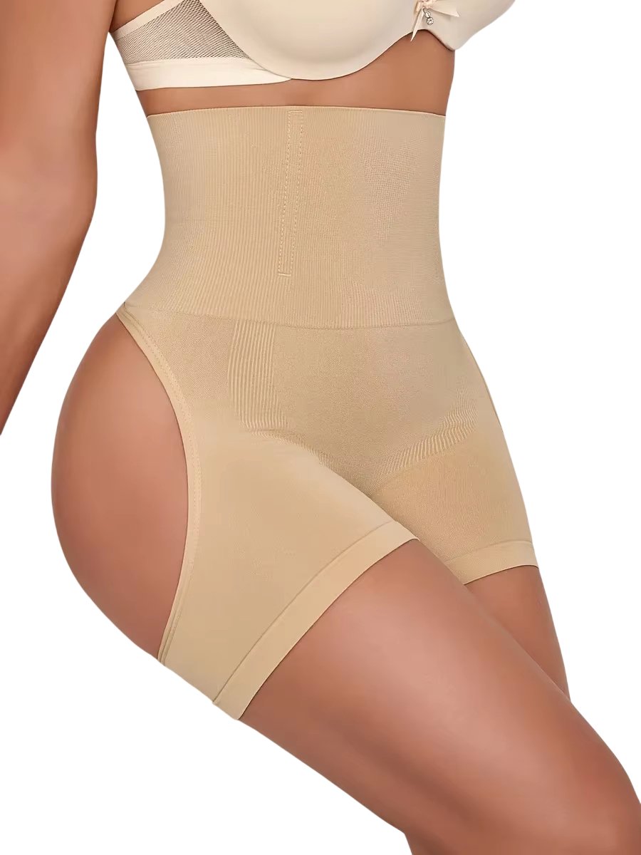 Dames High Waist Shapewear Shorts – Naadloze Buik Corrigerende Onderbroek, Billen Lift, Taille Shaper, Slim Fit & Ademend - Beige - Maat S