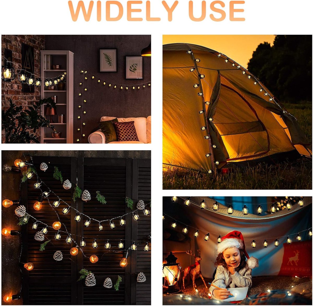 3m LED Lantaarn Lichtslinger - 20 Mini Lampjes Warm Wit Licht - Zwarte Retro Petroleumlamp Stijl - Batterijgevoed & Waterdicht - Sfeervolle Decoratie voor Binnen & Buiten - Perfect voor Tuin, Terras, Bruiloft & Kerst - Eenvoudig te Hangenaan — cadeau in Wonen & Interieur - foto 6