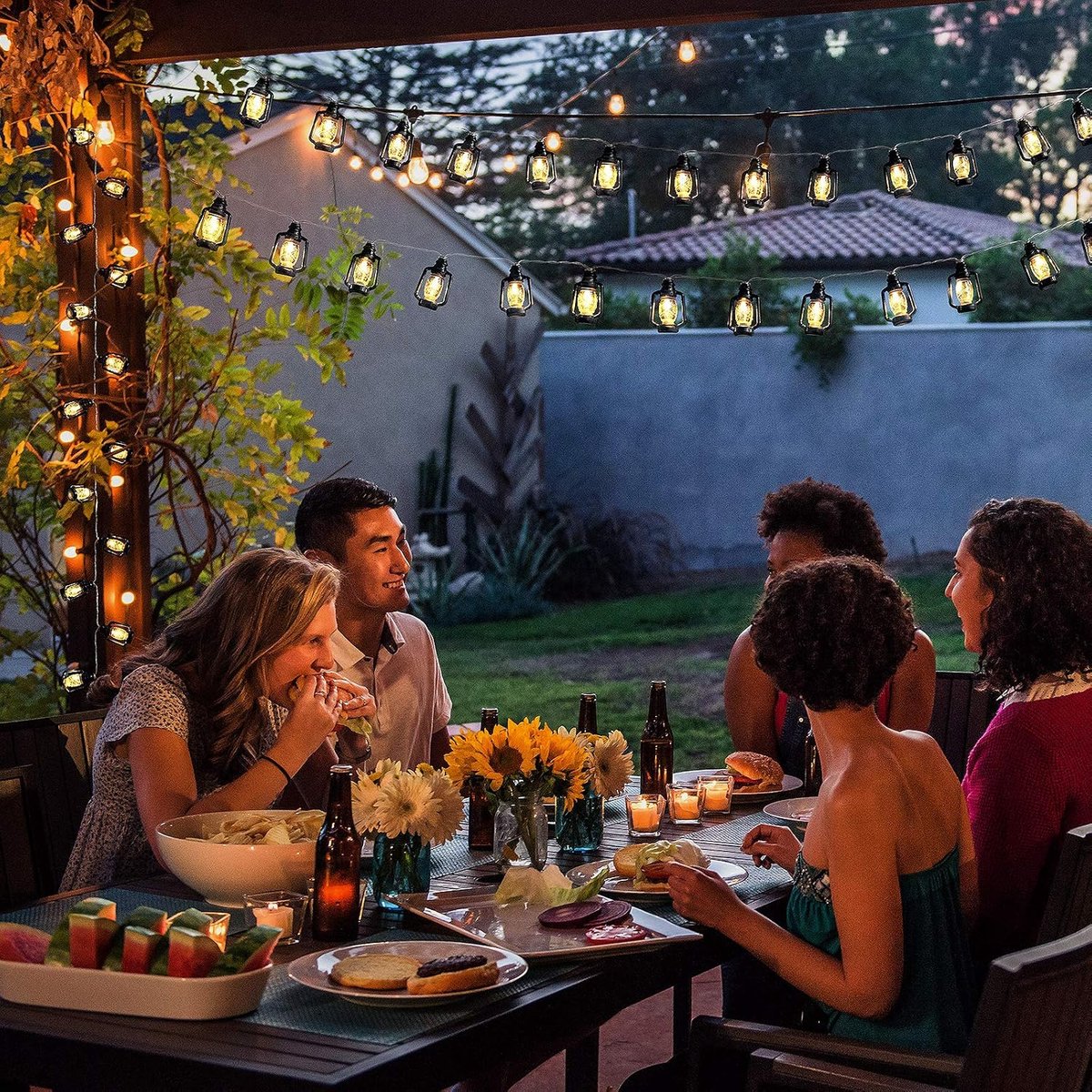 3m LED Lantaarn Lichtslinger - 20 Mini Lampjes Warm Wit Licht - Zwarte Retro Petroleumlamp Stijl - Batterijgevoed & Waterdicht - Sfeervolle Decoratie voor Binnen & Buiten - Perfect voor Tuin, Terras, Bruiloft & Kerst - Eenvoudig te Hangenaan — cadeau in Wonen & Interieur - foto 2