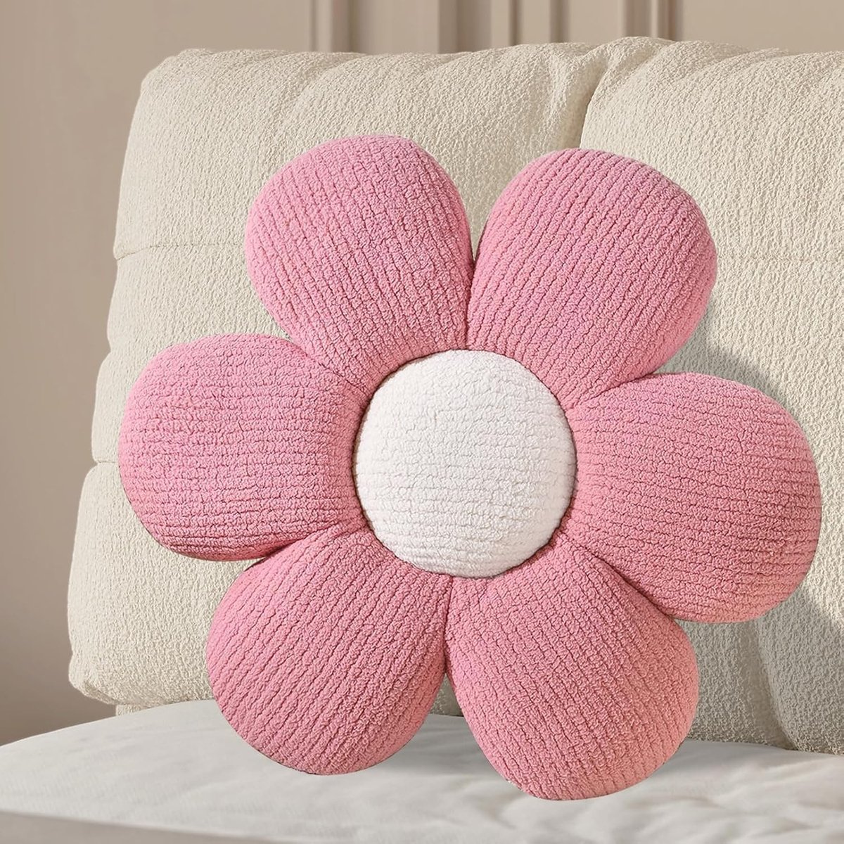 Aesthetic Bloemkussen 40 cm Pluche Bloemvormig Decoratief Kussen voor Slaapkamer, Bank en Stoel in Roze