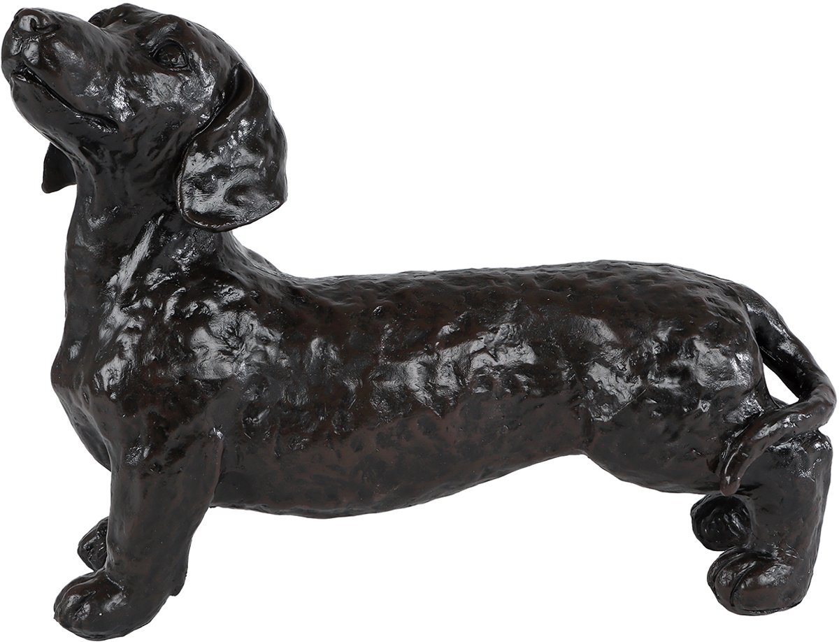 Sculptuur "Teckel" polystone 27x10x20,5cm - hond - Deco & Cadeau by Peters