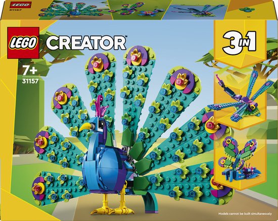 LEGO 31157 Creator 3in1 Exotische pauw met Libelle en Vlinder Speelgoed Set